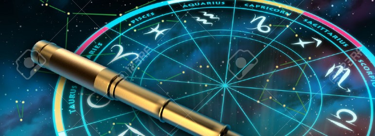 31970845-Wheel-of-the-zodiac-and-telescope-over-a-sky-background-Digital-illustration--Stock-Illustration